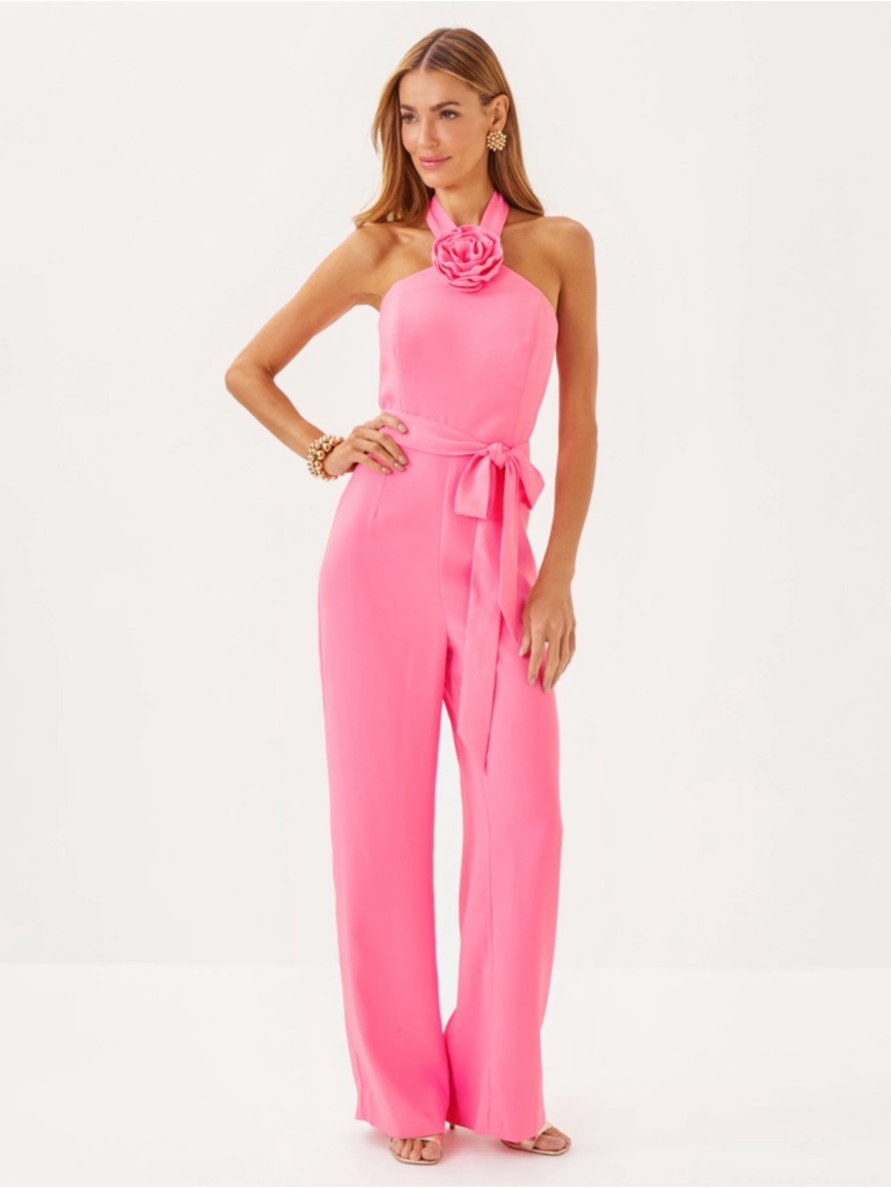 Lilly Pulitzer Connie Halter Jumpsuit 16 NWT $248 Rousseau Pink